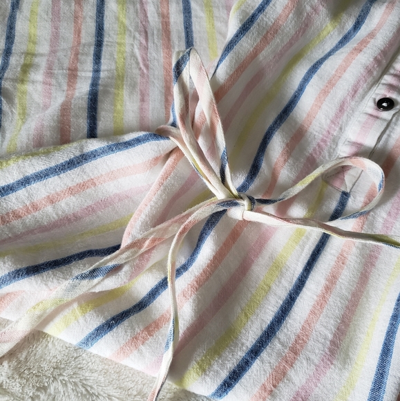 Splendid Linen Blend Button Front Midi Dress in Picnic Stripe - Picture 10 of 16